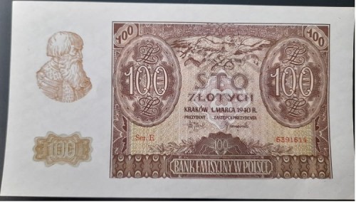 Banknot 100 zł 1940 awers