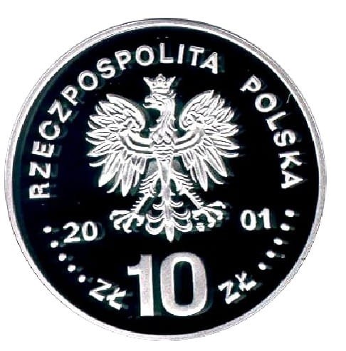 Moneta 10 zł Jan III Sobieski popiersie 2001 r. awers