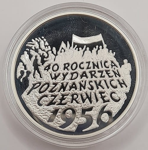Moneta 10 zł 40. rocz. Wydarzeń Poznańskich 1956 1996 r. rewers