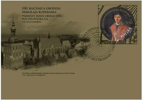 Koperta FDC 550 rocz. ur. Mikołaja Kopernika 2023 r