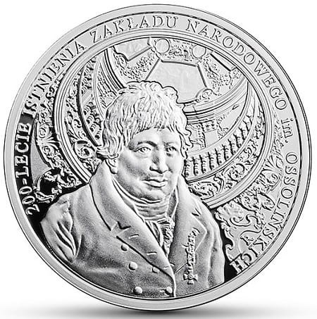 Moneta 10 zł 200-lecie Istnienia Zakładu Narodowego im. Ossolińskich 2017 rewers