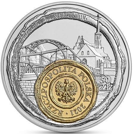 Moneta 50 zł Wrocław mała ojczyzna 2021 r. awers