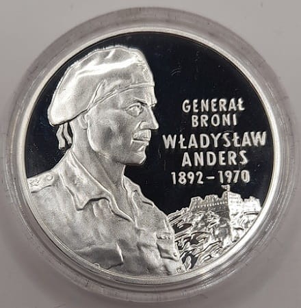Moneta 10 zł Generał Władysław Anders 2002 r. rewers