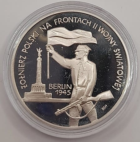 Moneta 10 zł Żołnierz Polski na frontach II WŚ Berlin 1995 rewers