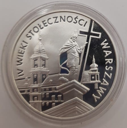 Moneta 20 zł IV wieki stołecznej Warszawy 1996 r rewers