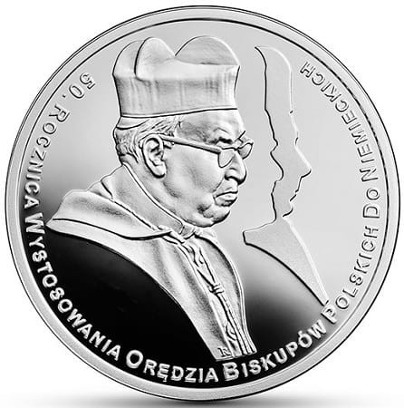 Moneta 10 zł 50. rocz. wystosowania orędzia biskupów 2015 r. rewers