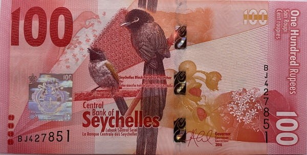 Seszele banknot 100 rupii awers