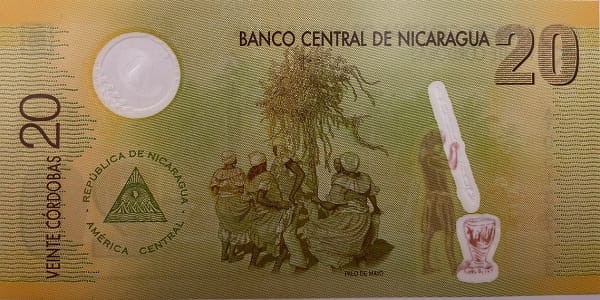 Nikaragua banknot 20 cordobas 2007 r. rewers