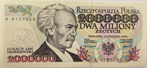 Banknot 2000000 zł 1992 r. awers