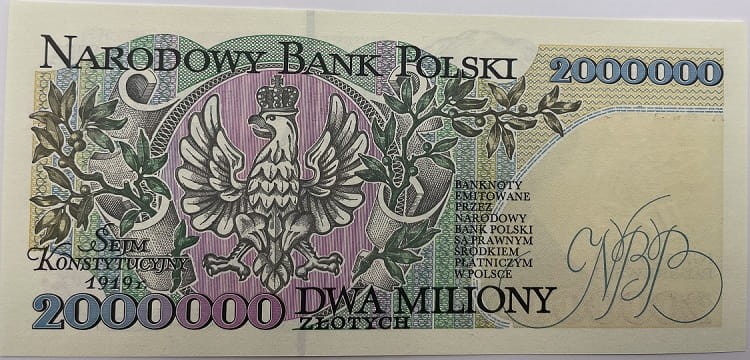 Banknot 2000000 zł 1992 r. awers