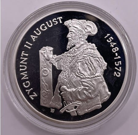 Moneta 10 zł Zygmunt II August półpostać 1996 r. rewers