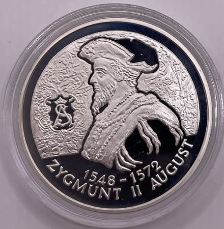 Moneta 10 zł Zygmunt II August popiersie 1996 r. rewers