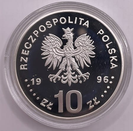 Moneta 10 zł Zygmunt II August popiersie 1996 r. awers