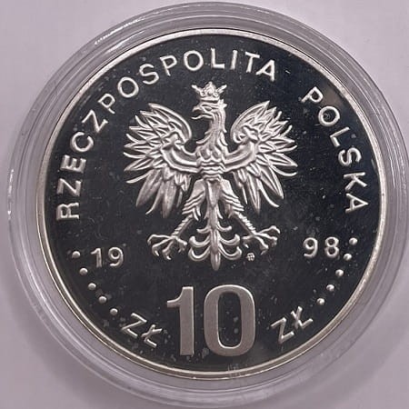 Moneta 10 zł Zygmunt III Waza popiersie 1998 awers