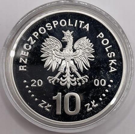 Moneta 10 zł Jan Kazimierz półpostać 2000 r. rewers