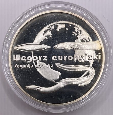 Moneta 20 zł Węgorz Europejski 2003 r. rewers