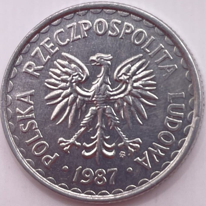 Moneta 1 złoty 1987 r. stan 1 awers