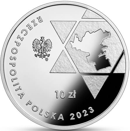 Moneta 10 zł 80. rocz. powstania w getcie warszawskim 2023 r. awers