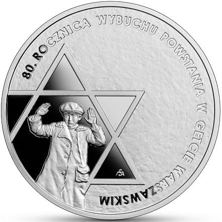 Moneta 10 zł 80. rocz. powstania w getcie warszawskim 2023 r. rewers