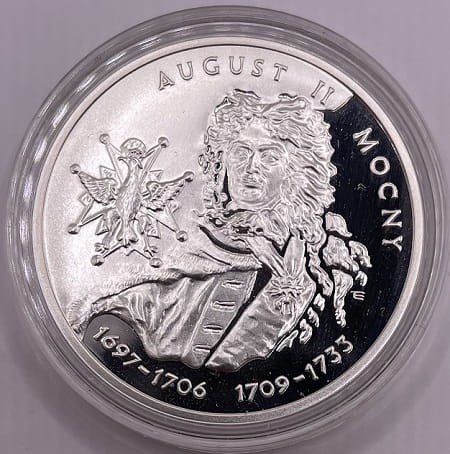 Moneta 10 zł August II Mocny popiersie 2002 r. rewers