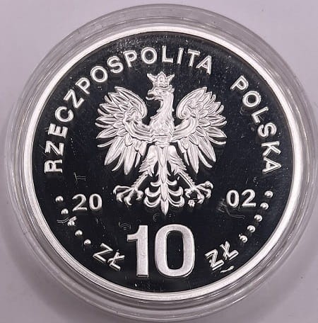 Moneta 10 zł August II Mocny popiersie 2002 r. awers