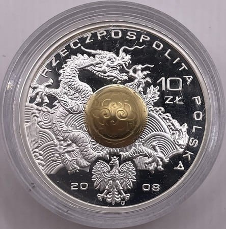 Moneta 10 zł Pekin kula 2008 awers