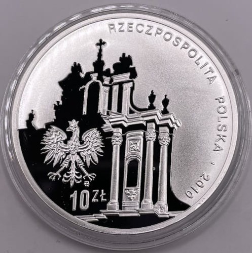 Moneta 10 zł 95. rocz. urodzin ks. Jana Twardowskiego 2010 r. awers