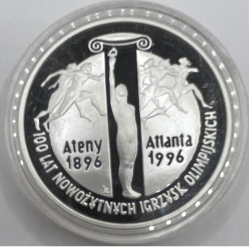 Moneta 10 zł 100 lat Nowożytnych Igrzysk Olimpijskich 1995 r. rewers