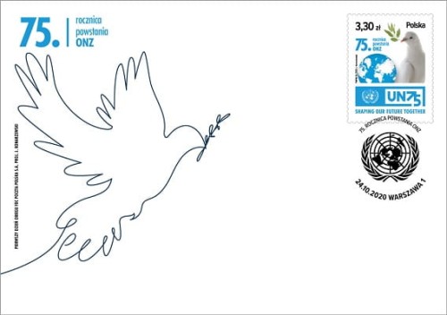 Koperta FDC 75. rocznica powstania ONZ 2020 r.