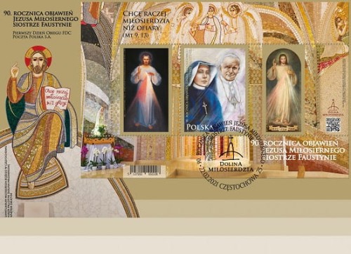 Koperta FDC 90 rocznica objawień Jezusa siostrze Faustynie 2021