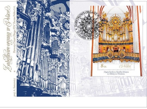 Koperta FDC Zabytkowe organy w Polsce 2022 r.