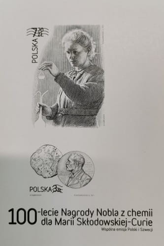 Znaczek 1000 lecie nagrody nobla Skłodowska 2011 czarnodruk