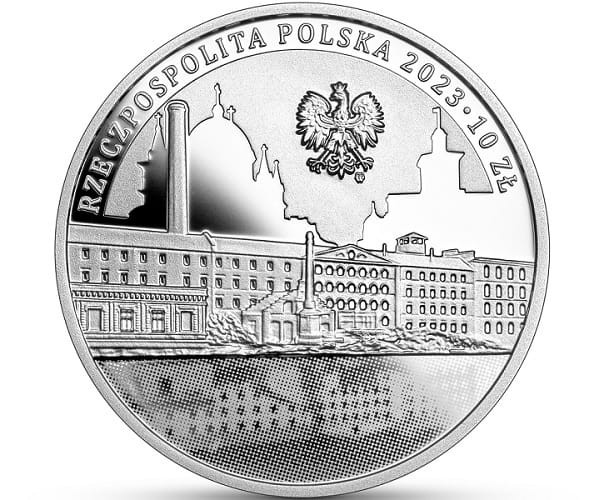 Moneta 10 zł 600-lecie nadania Łodzi praw miejskich 2023 awers