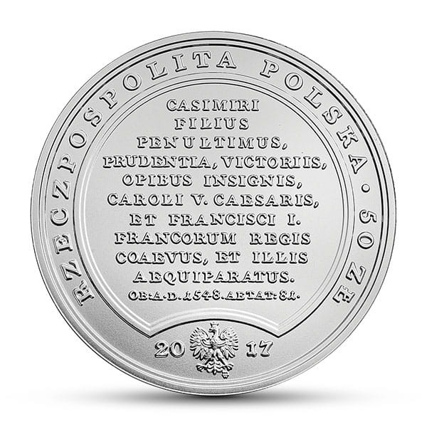 Moneta 50 zł Zygmunt Stary 2017 r. awers