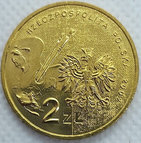 Moneta okolicznościowa 2 zł Jan Matejko 2002 awers
