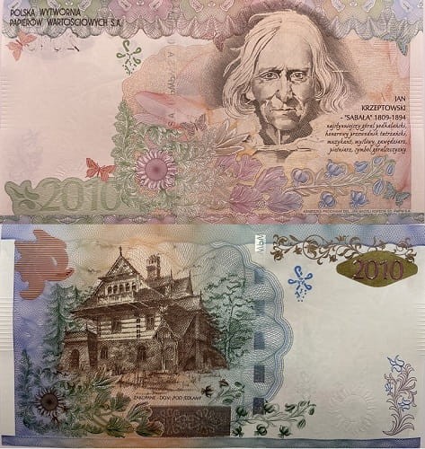 Jan Krzepkowski "Sabała" PWPW 2010 r. banknot testowy