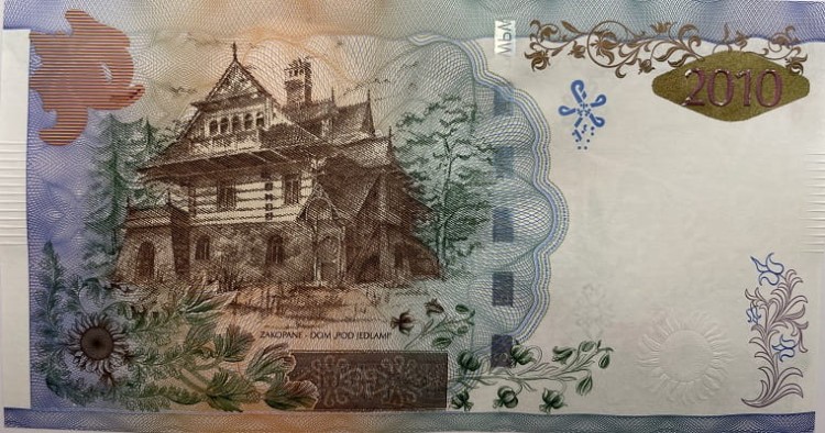 Jan Krzepkowski "Sabała" PWPW 2010 r. banknot testowy rewers