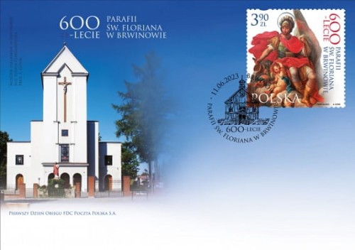 Koperta FDC 600-lecie parafii św. Floriana w Brwinowie 2023