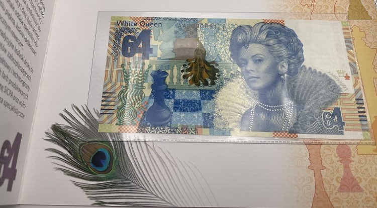 Szachy PWPW 2017 r. mały folder banknot testow