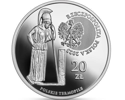 Moneta 20 zł Polskie Termopile Warszawskie Termopile 2023 r. awers