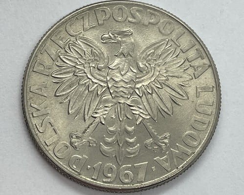 Moneta 10 zł Maria Skłodowska-Curie 1967 r awers