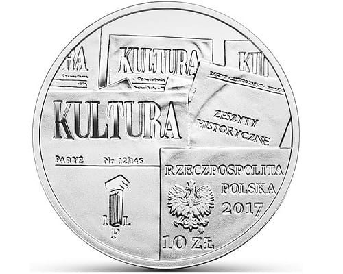 Moneta 10 zł 70-lecie Kultury Paryskiej 2017 awers