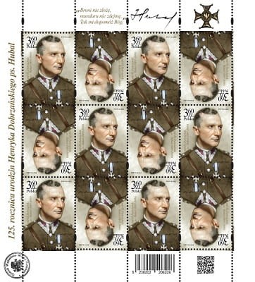 Znaczki 125. rocz. ur. Henryka Dobrzańskiego Hubal 2022