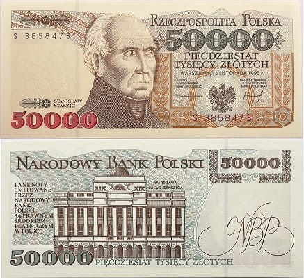 Banknot 50000 zł Stanisław Staszic 1993