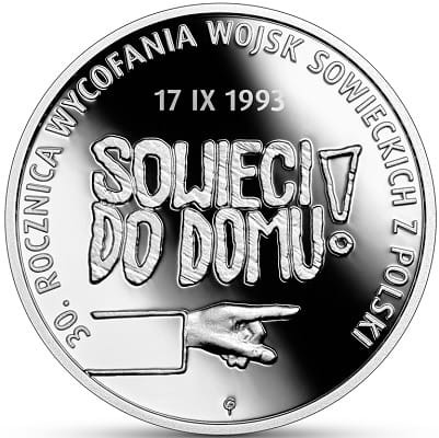 Moneta 10 zł 30. rocz. wycofania wojsk sowieckich z Polski 2023 r. rewers