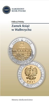 Folder emisyjny 2021 r. 5 zł zamek Książ w Wałbrzychu
