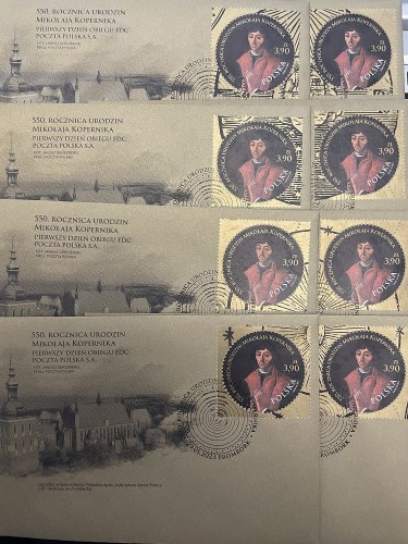 Koperty FDC 550 rocz. ur. Mikołaja Kopernika 5286 komplet