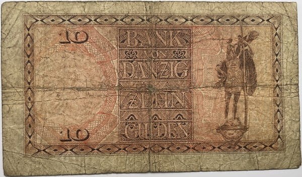 Banknot 10 guldenów 1924 r. Wolne Miasto Gdańsk seria A awers