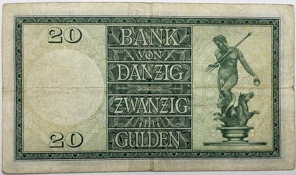 Banknot 20 guldenów 1937 r. Wolne Miasto Gdańsk awers