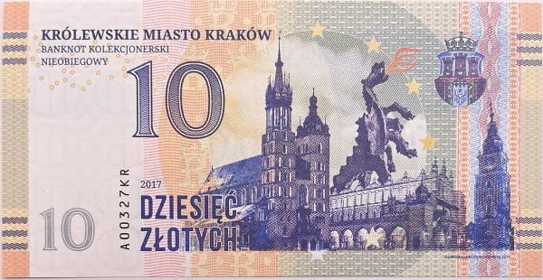 Banknot 10 złotych Karków 2017 r. Nieobiegowy awers